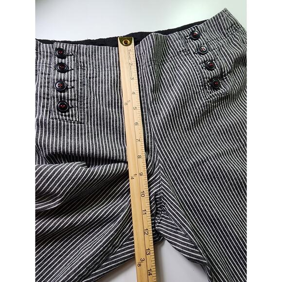 LARRY LEVINE Black White Thin Stripe Bermuda Cotton Capri Pants SZ 12 - Picture 9 of 9